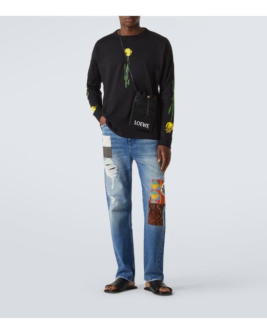 Jeans Regular Patchwork di Loewe in Blue da Uomo