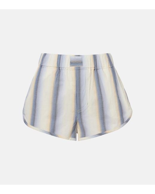Isabel Marant White Melinea Striped Cotton Shorts