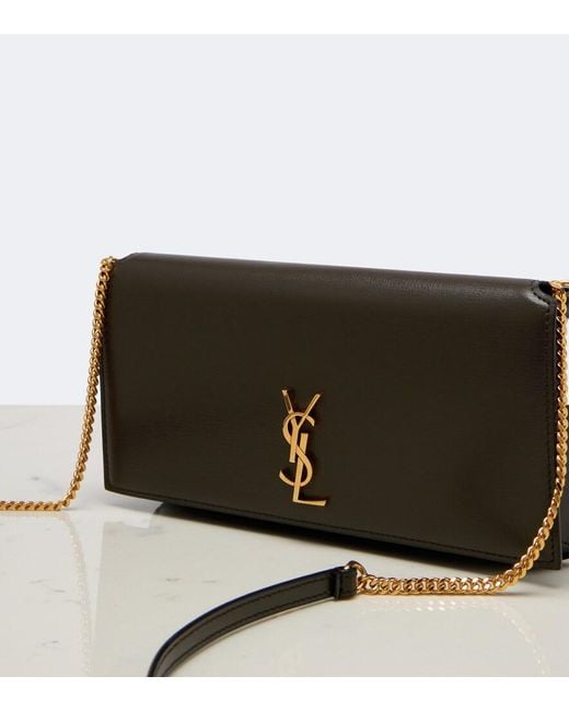 Saint Laurent Black Cassandre Leather Phone Pouch