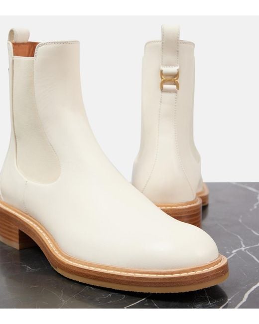 Chloé White Marcie Leather Chelsea Boots