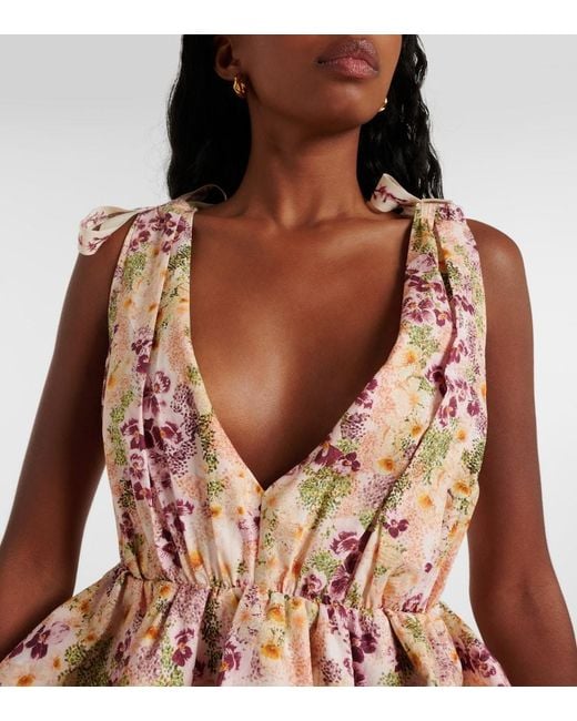 Agua Bendita Pink Infinito Florecer Ruffled Cotton Minidress