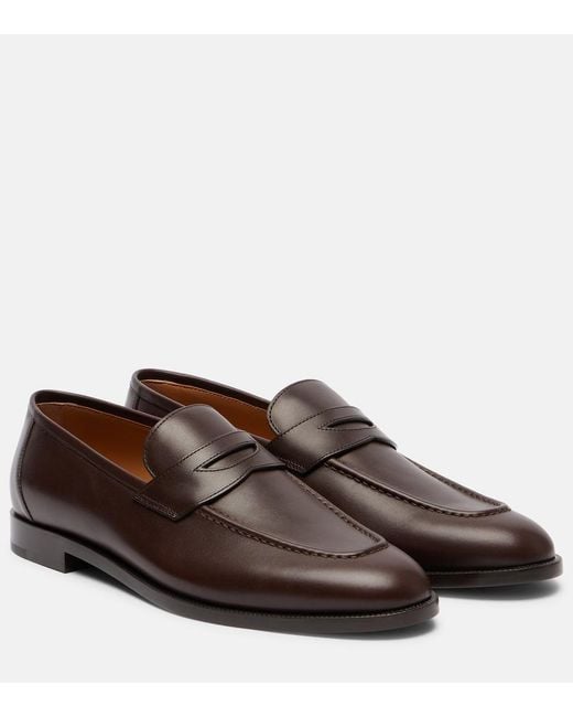 Loro Piana Brown Sergio Leather Penny Loafers