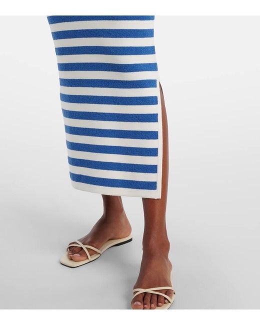 Vestido Largo Ari De Punto A Rayas Posse de color Blue