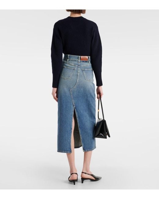 Altuzarra Blue High-Rise Denim Midi Skirt