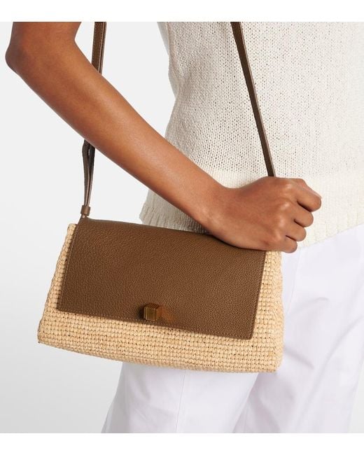 Khaite Brown Schultertasche Audrey Aus Raffiabast Und Leder