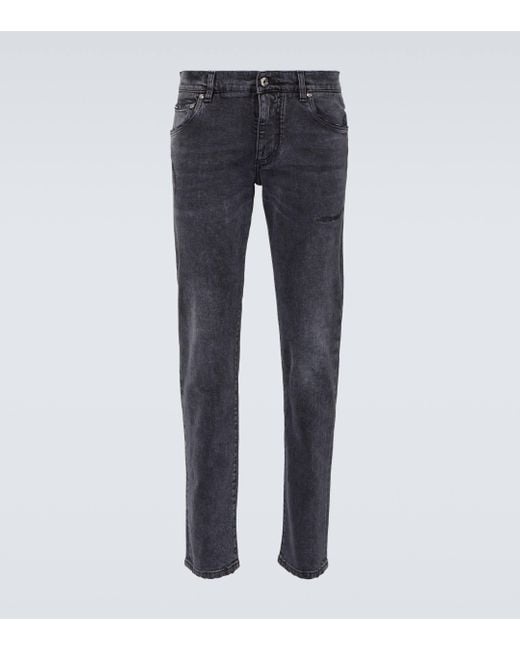 Dolce & Gabbana Blue Low-rise Slim Jeans for men