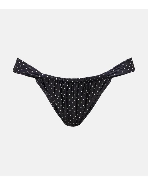 SAME Black Polka-Dot Ruched Bikini Bottoms