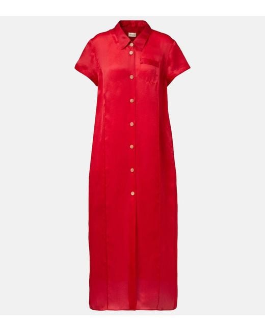 Khaite Red Effy Silk And Cotton Organza Maxi Dress