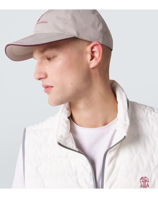 Brunello Cucinelli Bestickte Baseballcap in White für Herren