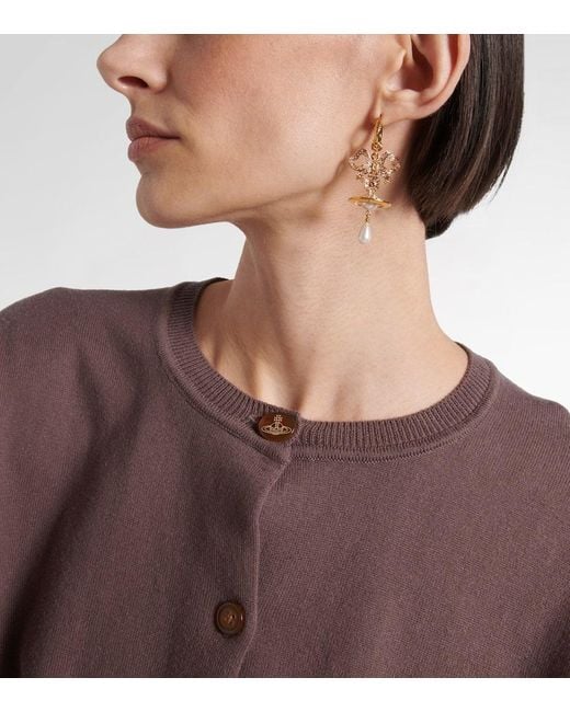 Vivienne Westwood Metallic Rigoberta Faux Pearl Drop Earrings