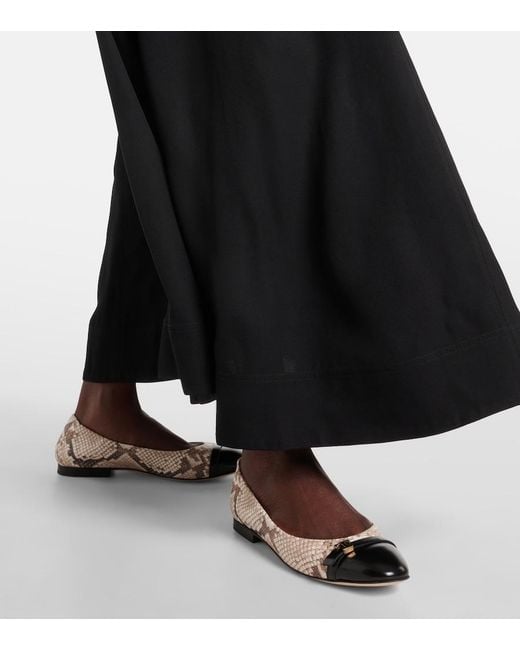 Tod's Metallic Snake-Effect Leather Ballet Flats