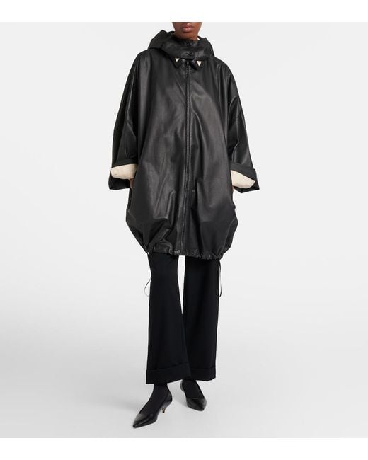 The Row Black Cassandre Leather Coat