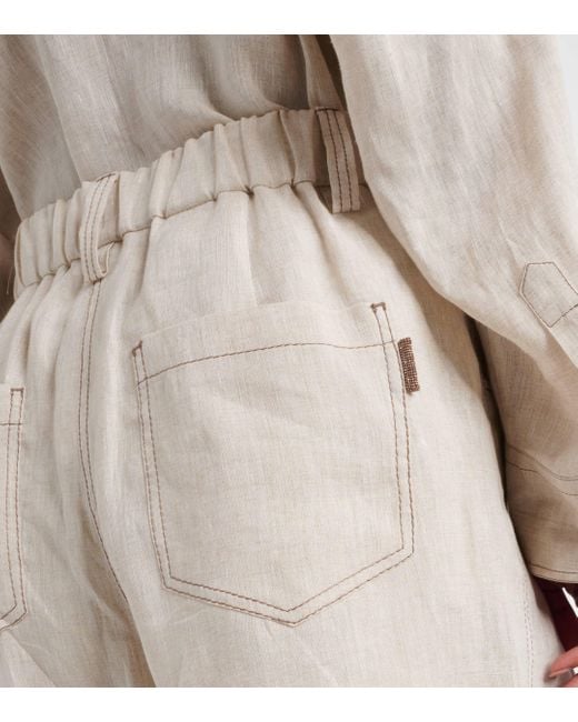 Brunello Cucinelli White Linen Shorts