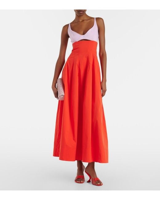 Jonathan Simkhai Red Maddy Cotton-Blend Poplin Midi Dress