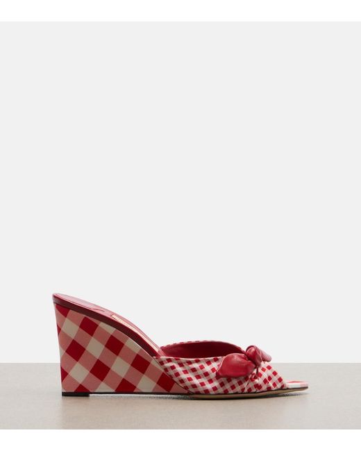 Jimmy Choo Red Livi Checked Wedge Mules