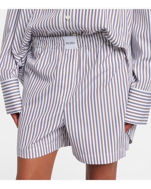The Attico Purple Striped Cotton Shorts