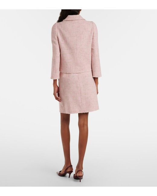 ShuShu/Tong Pink Belted Cotton-Blend Tweed Pencil Skirt