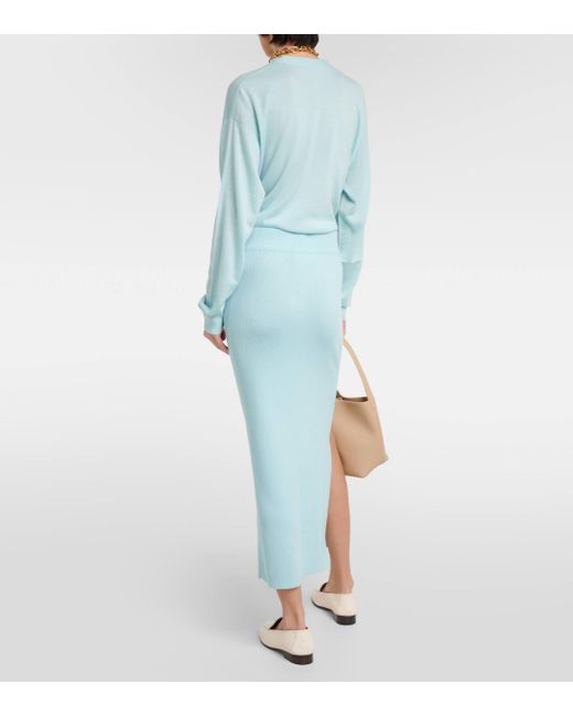 Lisa Yang Blue Ronja High-rise Cashmere Midi Skirt