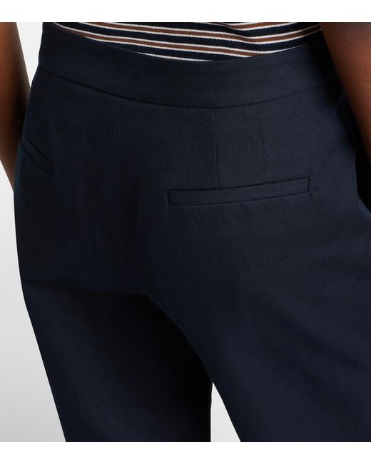 Nili Lotan Blue Reed Cotton And Linen Flared Pants