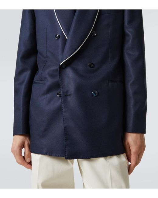Brunello Cucinelli Blue Silk Tuxedo Jacket for men