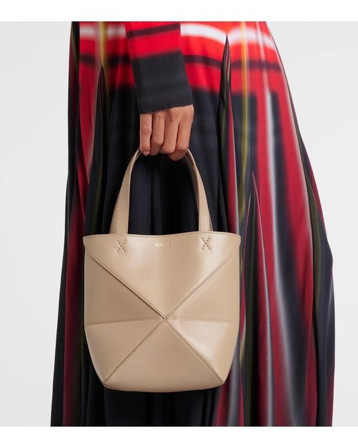 Loewe Natural Puzzle Fold Mini Leather Tote Bag