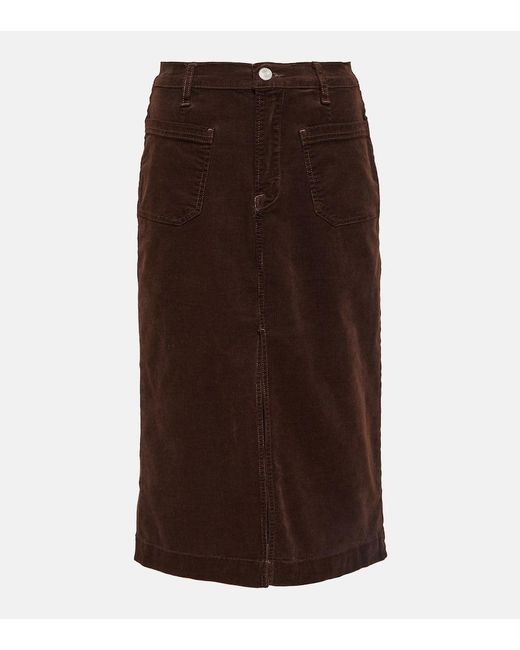 FRAME Brown High-Rise-Midirock Aus Cord