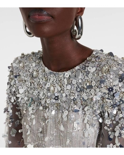 Jenny Packham White Robe Nettie Aus Tuell Mit Pailletten