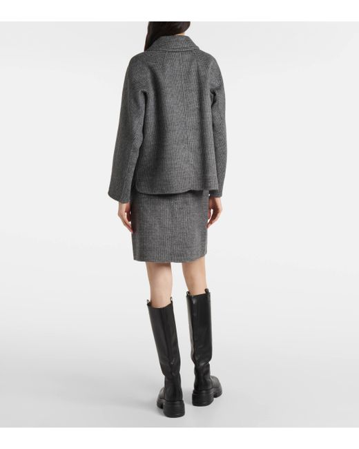 Max Mara Gray Sorriso Houndstooth Wool And Mohair-blend Jacket