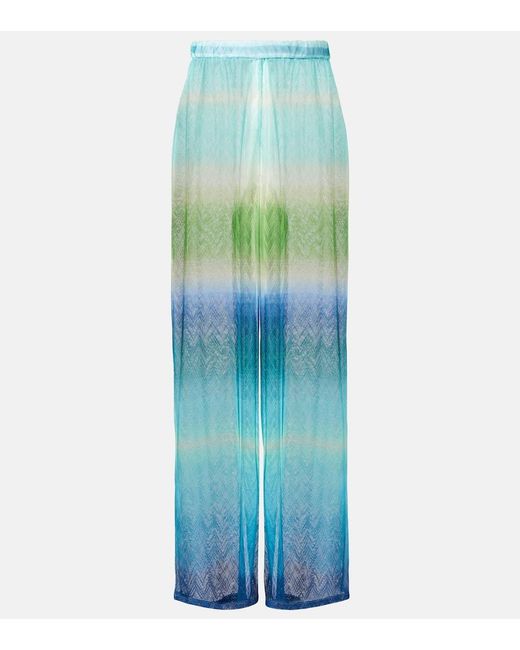 Missoni Blue Zigzag Palazzo Pants