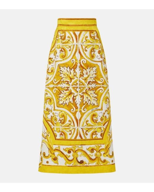 Dolce & Gabbana Yellow Patterned Skirt