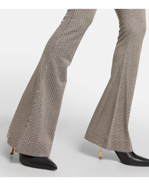 Balmain Gray Schlaghose Monogram Aus Jacquard