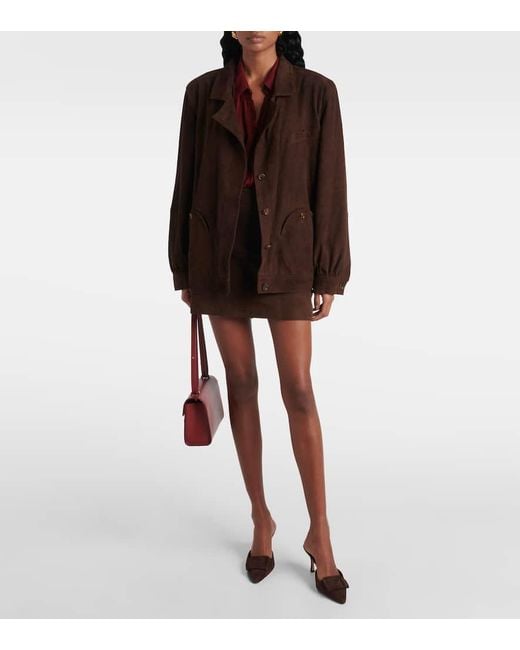 Blazé Milano Brown Cleo Suede Bomber Jacket
