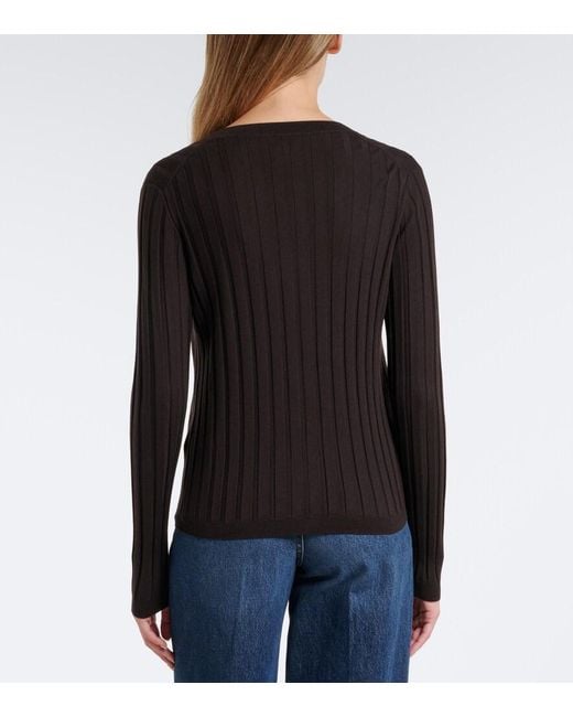 Jardin Des Orangers Black Ribbed-Knit Virgin Wool Cardigan
