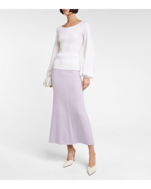 Dorothee Schumacher White Sleek Ribs Wool-Blend Sweater