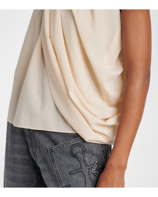 J.W. Anderson Natural Draped Wool-Blend Top