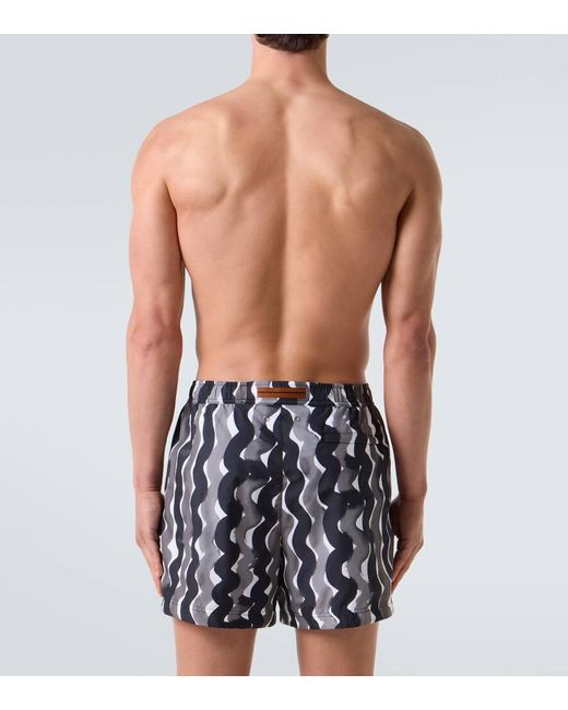 Zegna White Printed Swim Trunks for men