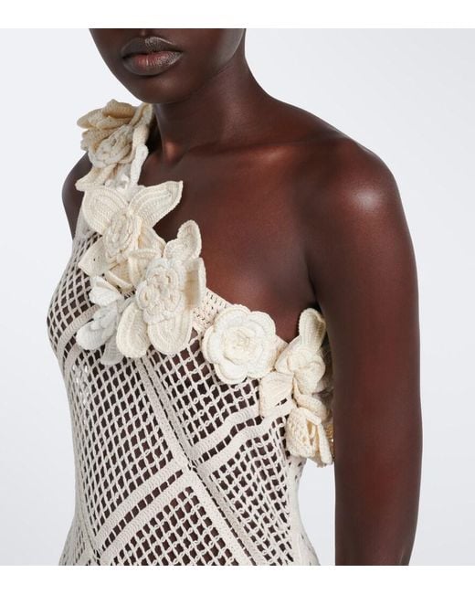 J.W. Anderson White Floral-Applique Crochet Cotton Maxi Dress
