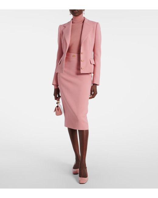 Dolce & Gabbana Pink Ribbed-Knit Wool-Blend Sweater