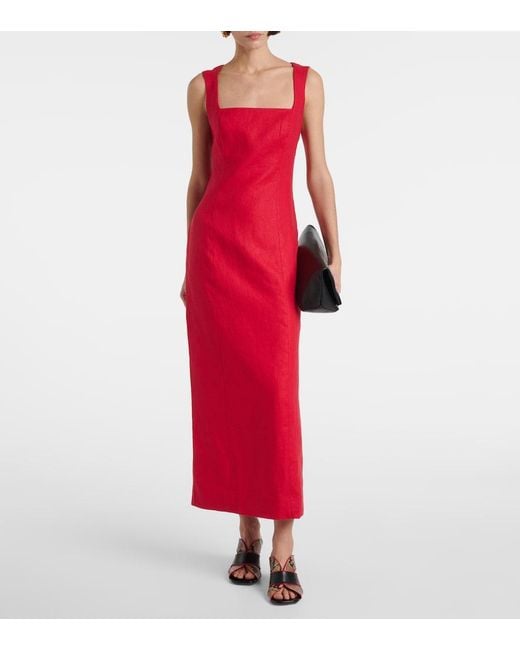 Faithfull The Brand Red Felice Linen Maxi Dress