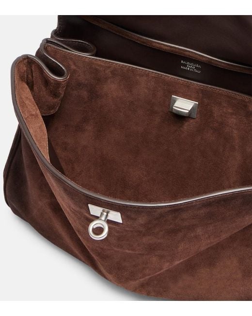 Balenciaga Brown Rodeo Medium Suede Tote Bag