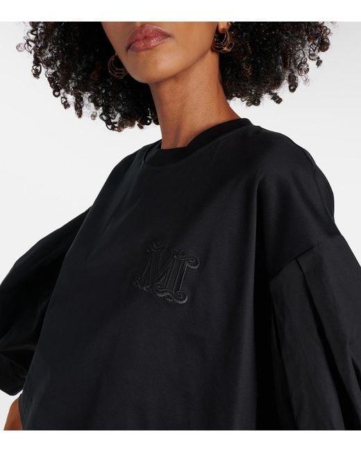Max Mara Black Dolly Cotton Jersey And Poplin Top