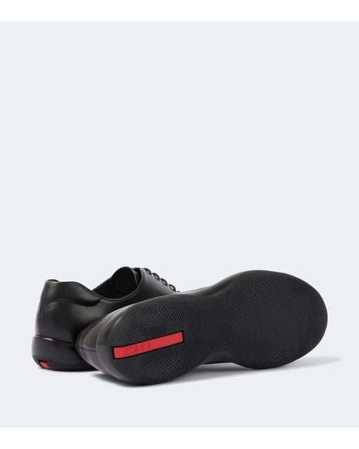Prada Black Toblach Leather Sneakers for men