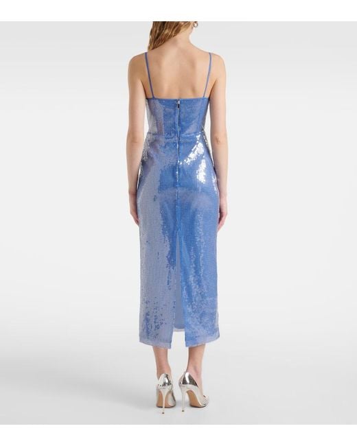 David Koma Blue Sequined Corset Dress