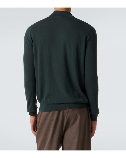 The Row Green Selio Cashmere Polo Sweater for men