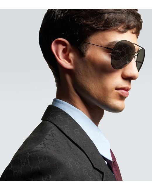 Gucci Gray Gg Aviator Sunglasses for men