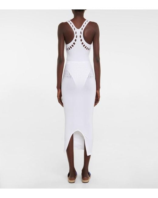 Alaïa White Cutout Technical Midi Skirt