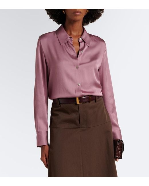 Vince Pink Silk-Blend Shirt