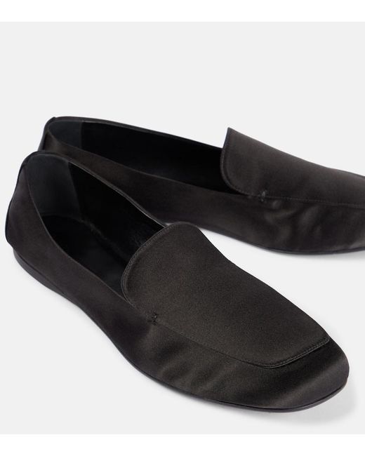 Khaite Black Monroe Satin Loafers
