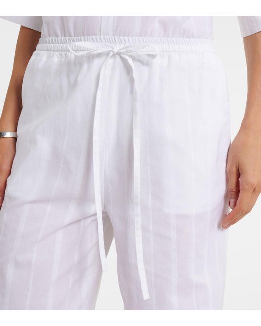 Loulou de Saison White Macao Cotton Poplin Straight Pants