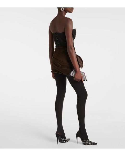 Magda Butrym Black Floral-Applique Suede Miniskirt